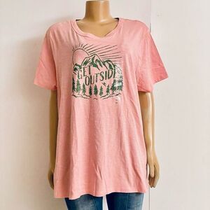 NWT dip 3X Plus Crew Neck Pink Organic Cotton Short Sleeve GET OUTSIDE T Shirt